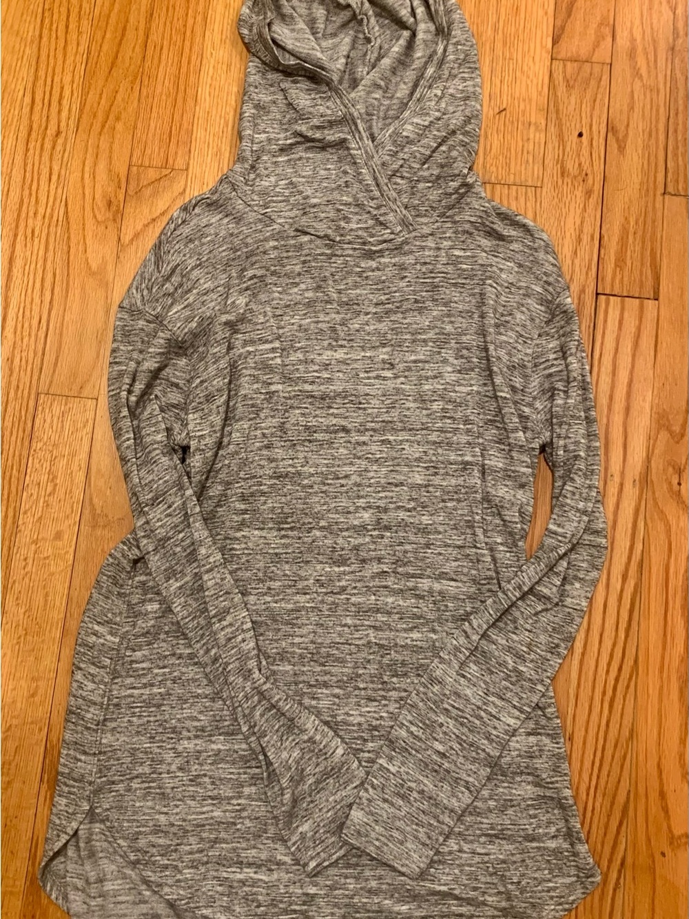 Daily Ritual Heathered Gray Hooded Long-Sleeve Tunic